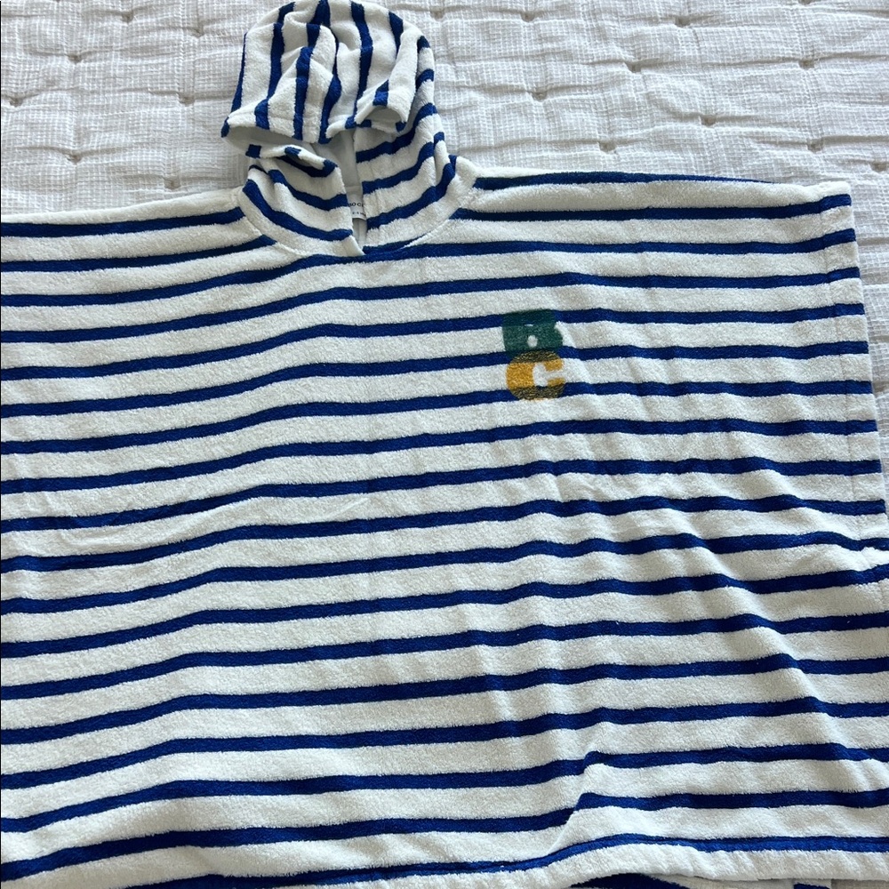 Bobo Choses Blue and White Striped Hooded Towel